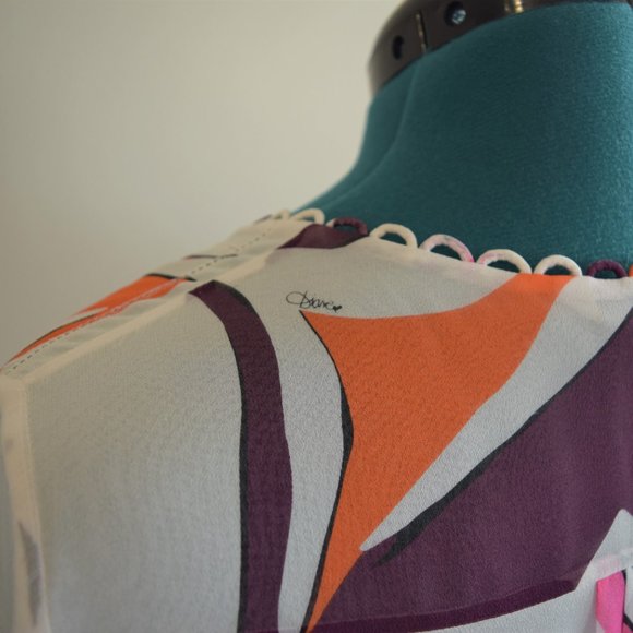 DVF 100% Silk Patterned Peasant Blouse - Picture 10 of 15